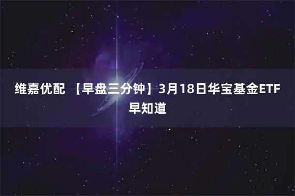 维嘉优配 【早盘三分钟】3月18日华宝基金ETF早知道